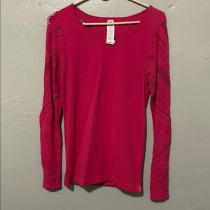 Fabletics Vibrant Pink Long Sleeve Workout Top Small Final Price